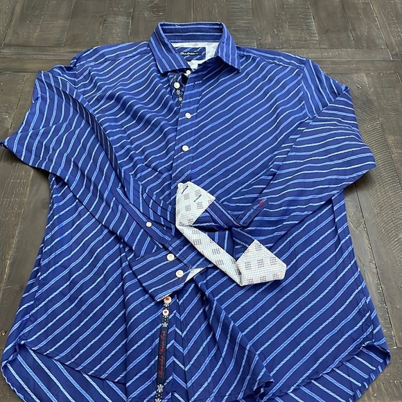 ROBERT GRAHAM dress shirt 17 striped purple men's woven L/S main image 0
